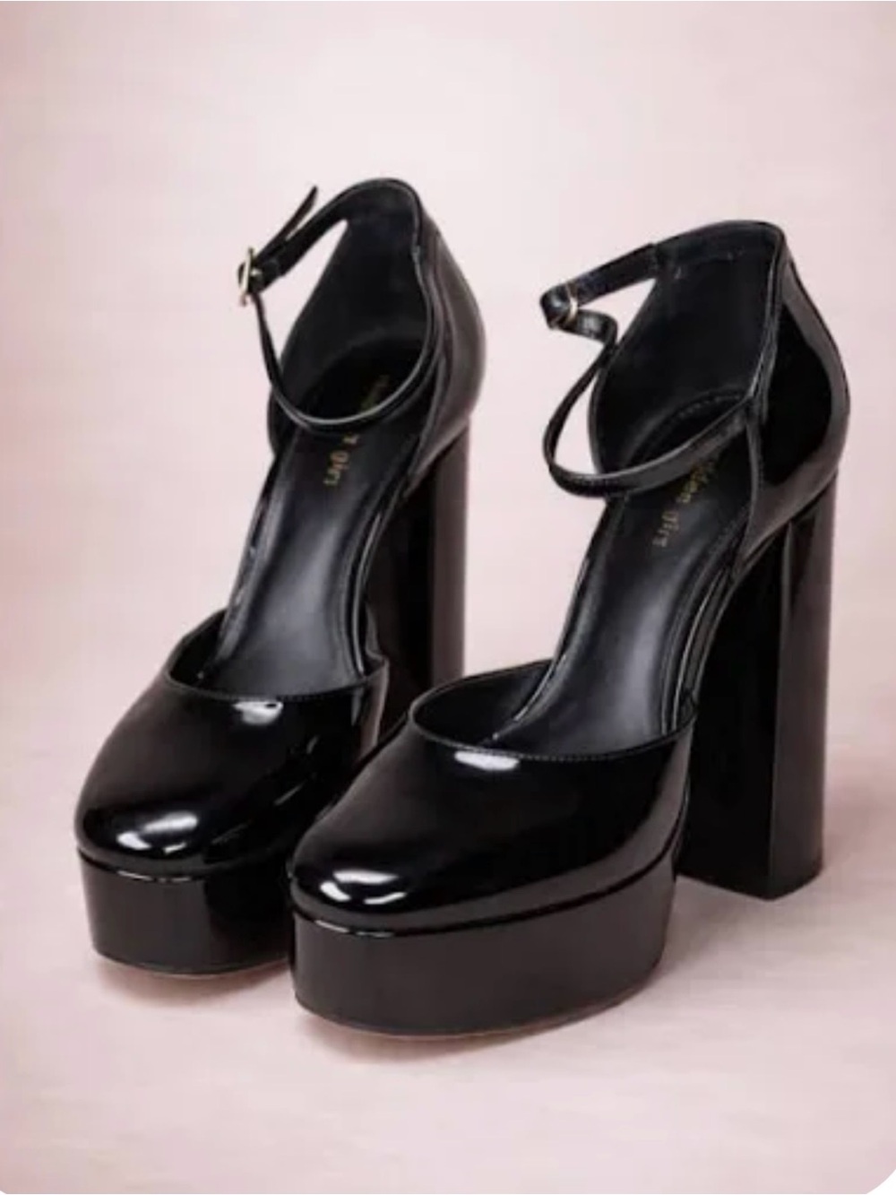Madden Girl Black Patent Platform Mary Janes with Ankle Strap Sz 6.5